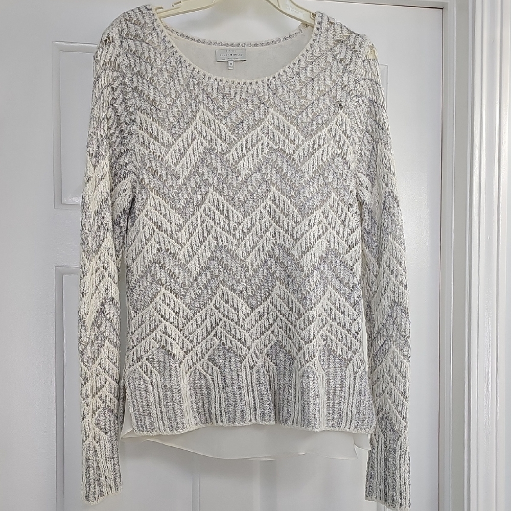 Lucky Brand Gray and White Knit Sweater